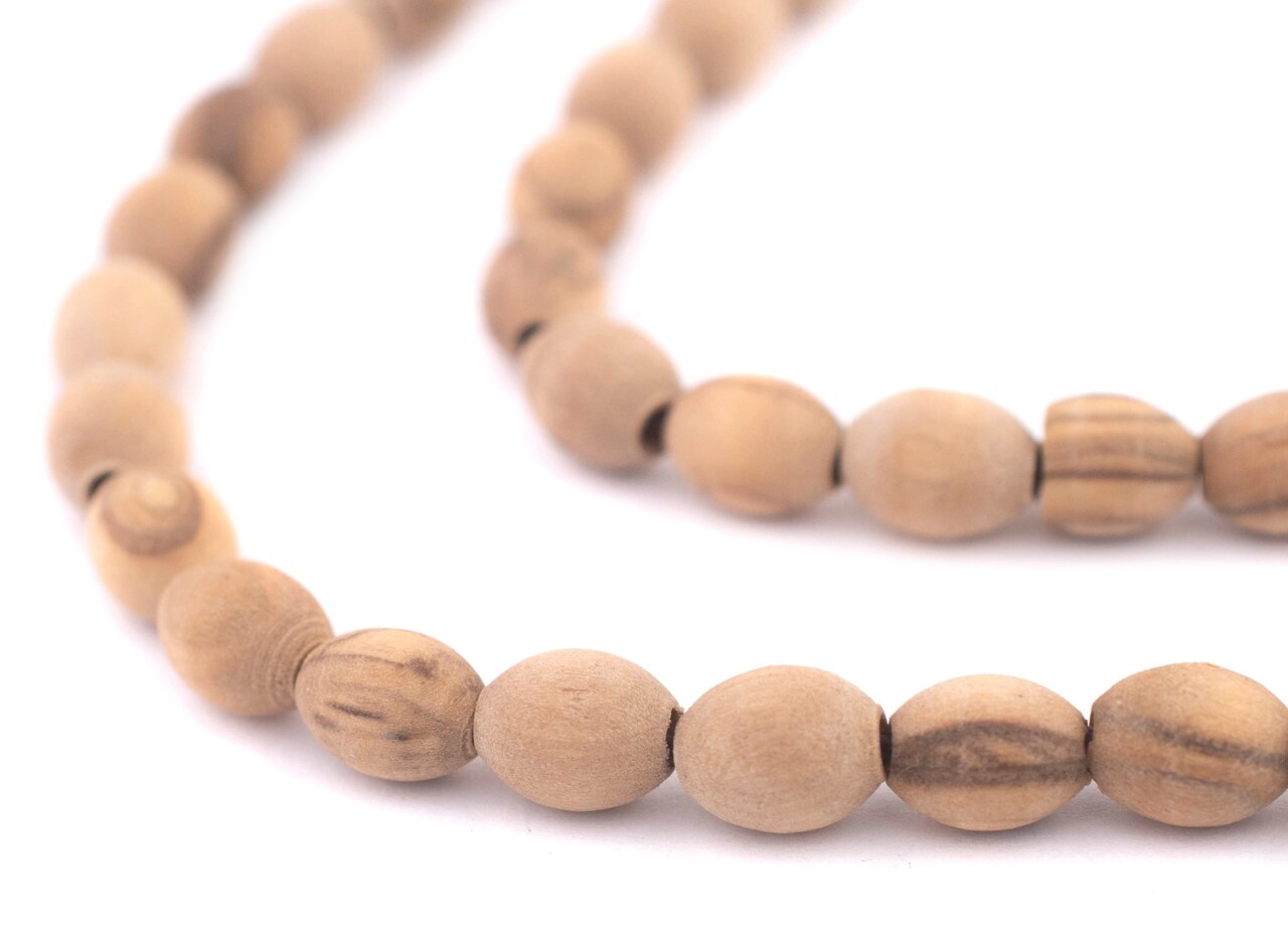 The Bead Chest Oval Olive Wood Beads from Bethlehem – Handcrafted in the Holy Land – 8 x 6mm, Natural – Perfect for Jewelry Making, Rosaries, Crafts & DIY Projects